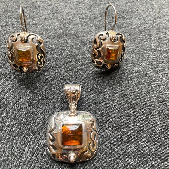 Silpada sterling silver and amber set - Picture 1 of 3